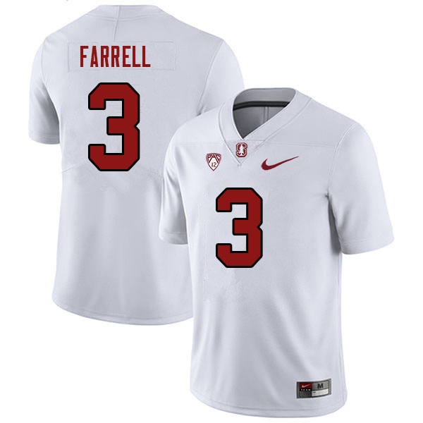 Women #3 Bryce Farrell Stanford Cardinal College 2023 Football Stitched Jerseys Sale-White - Click Image to Close